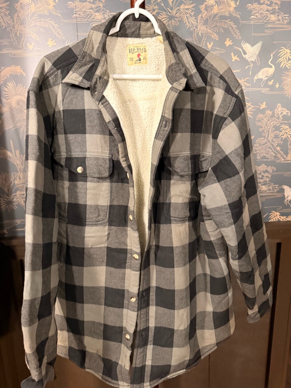 RedHead Men’s Black & Gray Plaid Sherpa-Lined Button-Up Shirt